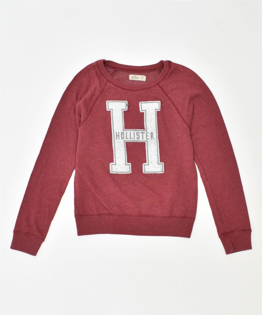 HOLLISTER Womens Graphic Sweatshirt Jumper UK 6 XS Red Cotton | Vintage | Thrift | Second-Hand | Used Clothing | Messina Hembry 