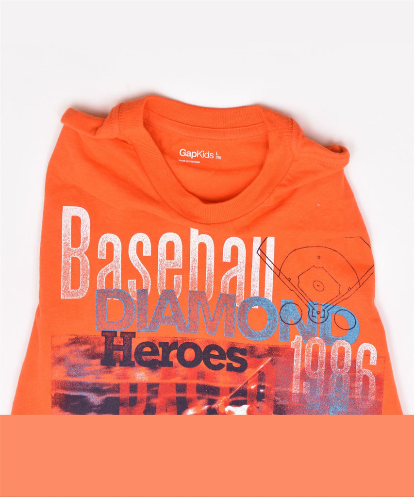 GAP Boys Graphic Top Long Sleeve 10-11 Years Large Orange Cotton | Vintage | Thrift | Second-Hand | Used Clothing | Messina Hembry 