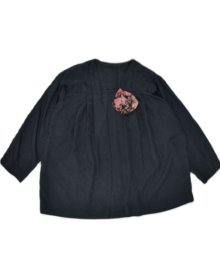 VINTAGE Womens 3/4 Sleeve Cardigan Top UK 24 3XL Black Floral | Vintage | Thrift | Second-Hand | Used Clothing | Messina Hembry 