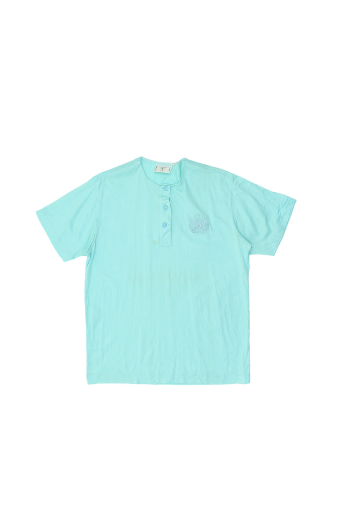 Valentino Sport Henley Collar Tshirt | Vintage High End Designer Turquoise VTG | Vintage Messina Hembry | Thrift | Second-Hand Messina Hembry | Used Clothing | Messina Hembry 