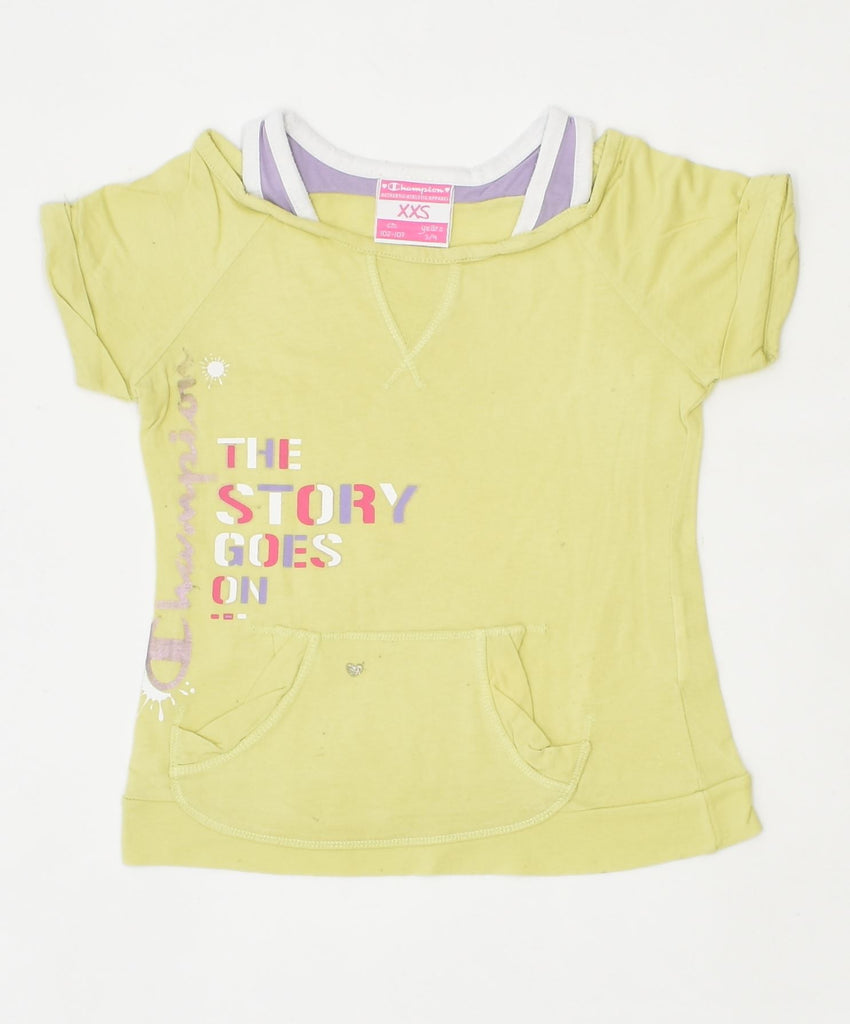 CHAMPION Girls Graphic T-Shirt Top 3-4 Years 2XS Green | Vintage | Thrift | Second-Hand | Used Clothing | Messina Hembry 