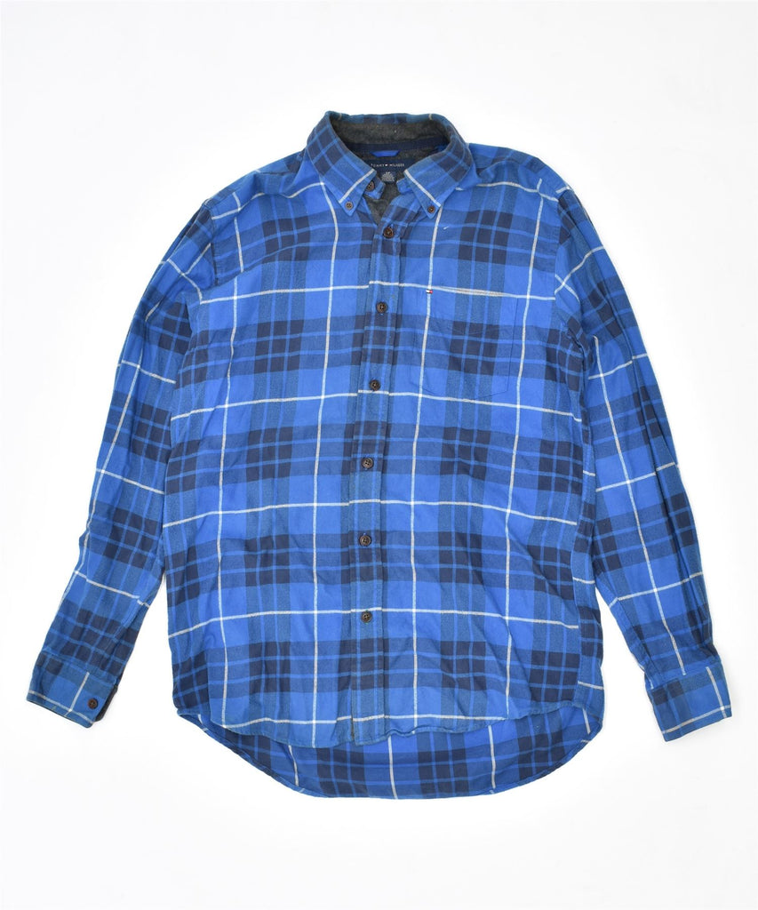 TOMMY HILFIGER Mens Flannel Shirt Small Blue Check Cotton | Vintage | Thrift | Second-Hand | Used Clothing | Messina Hembry 