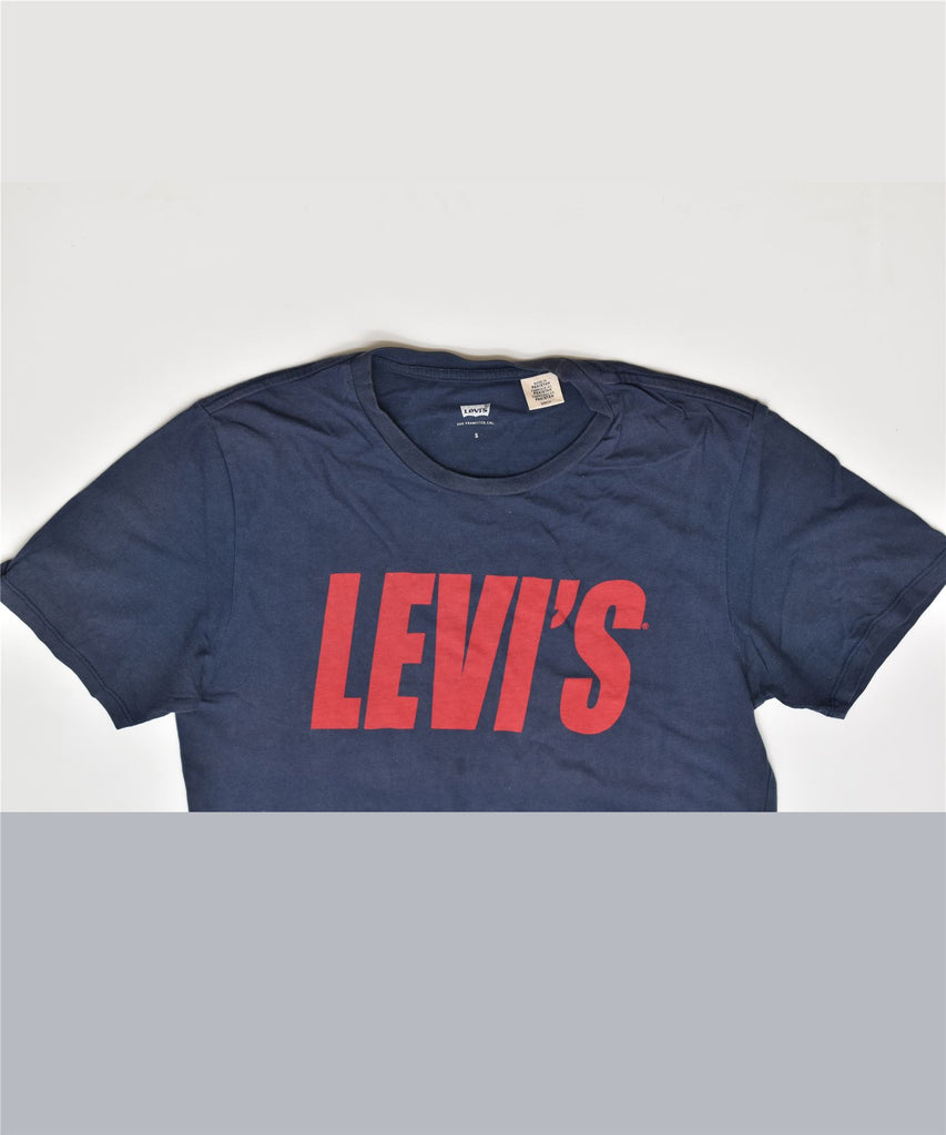 LEVI'S Mens Graphic T-Shirt Top Small Navy Blue Cotton | Vintage | Thrift | Second-Hand | Used Clothing | Messina Hembry 