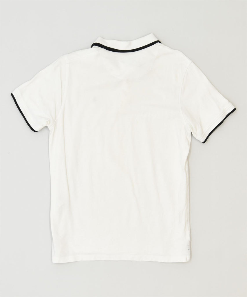 JACK & JONES Mens Polo Shirt Medium White Cotton | Vintage | Thrift | Second-Hand | Used Clothing | Messina Hembry 