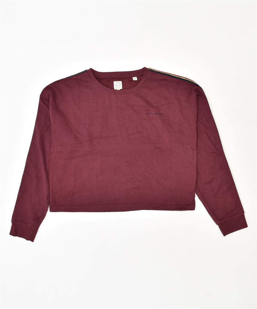 JACK WILLS Womens Sweatshirt Jumper UK 14 Large Maroon Cotton | Vintage | Thrift | Second-Hand | Used Clothing | Messina Hembry 