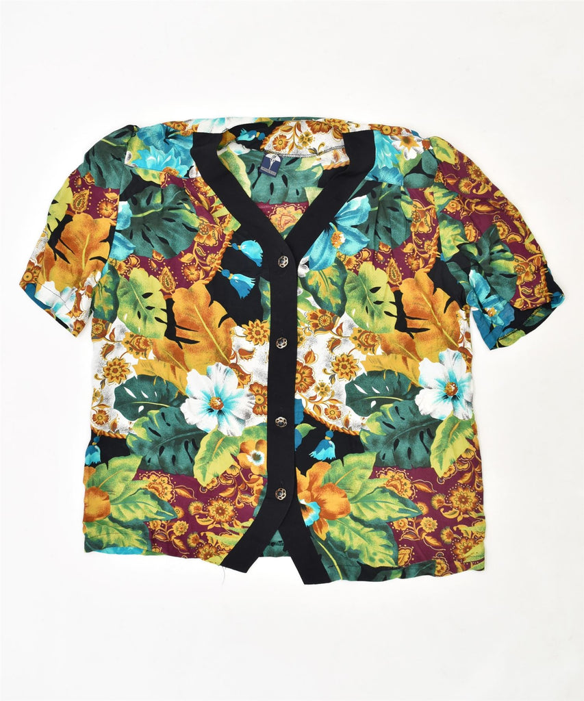 CLASSIC FASHION Womens Short Sleeve Shirt Blouse UK 18 XL Multicoloured | Vintage | Thrift | Second-Hand | Used Clothing | Messina Hembry 