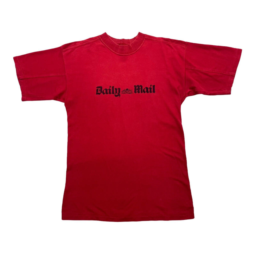 Daily Mail Logo Tshirt | Vintage 90s British Tabloid Newspaper Red VTG | Vintage Messina Hembry | Thrift | Second-Hand Messina Hembry | Used Clothing | Messina Hembry 