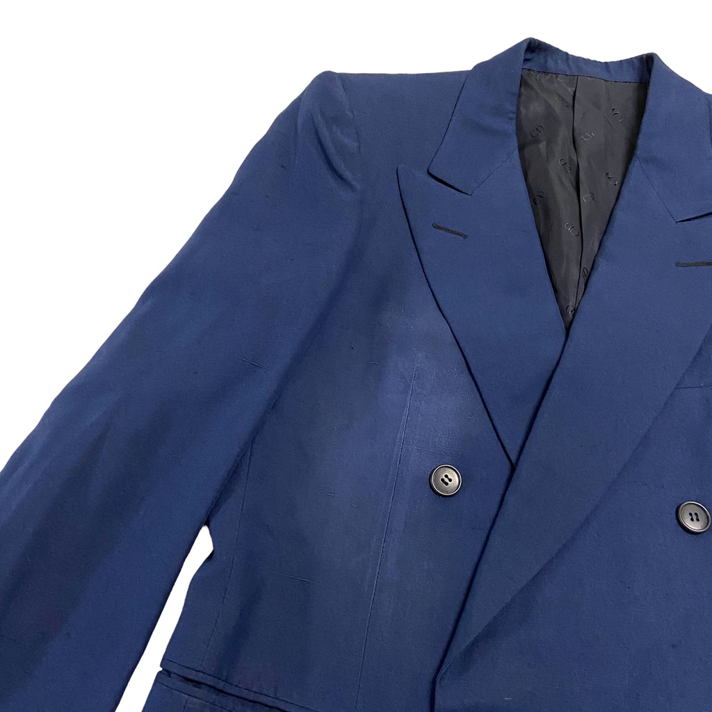 Christian Dior Double Breasted Silk Blazer Jacket | Vintage Designer Blue VTG | Vintage Messina Hembry | Thrift | Second-Hand Messina Hembry | Used Clothing | Messina Hembry 