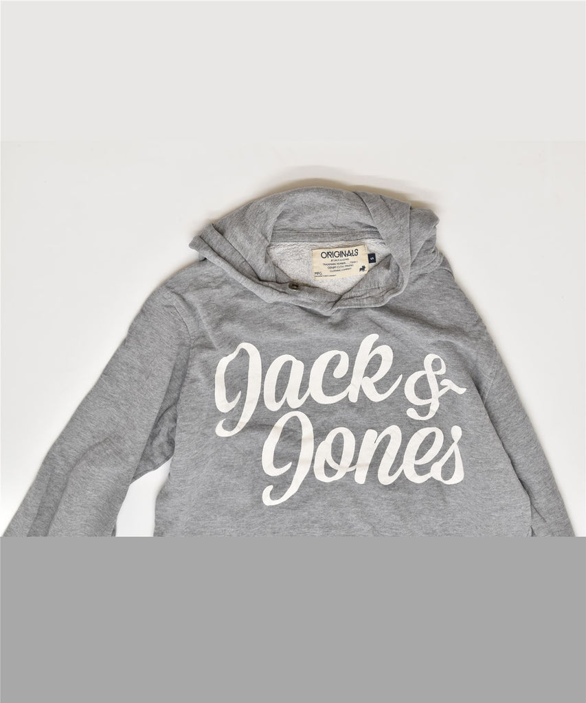 JACK & JONES Mens Graphic Hoodie Jumper Small Grey Cotton | Vintage | Thrift | Second-Hand | Used Clothing | Messina Hembry 