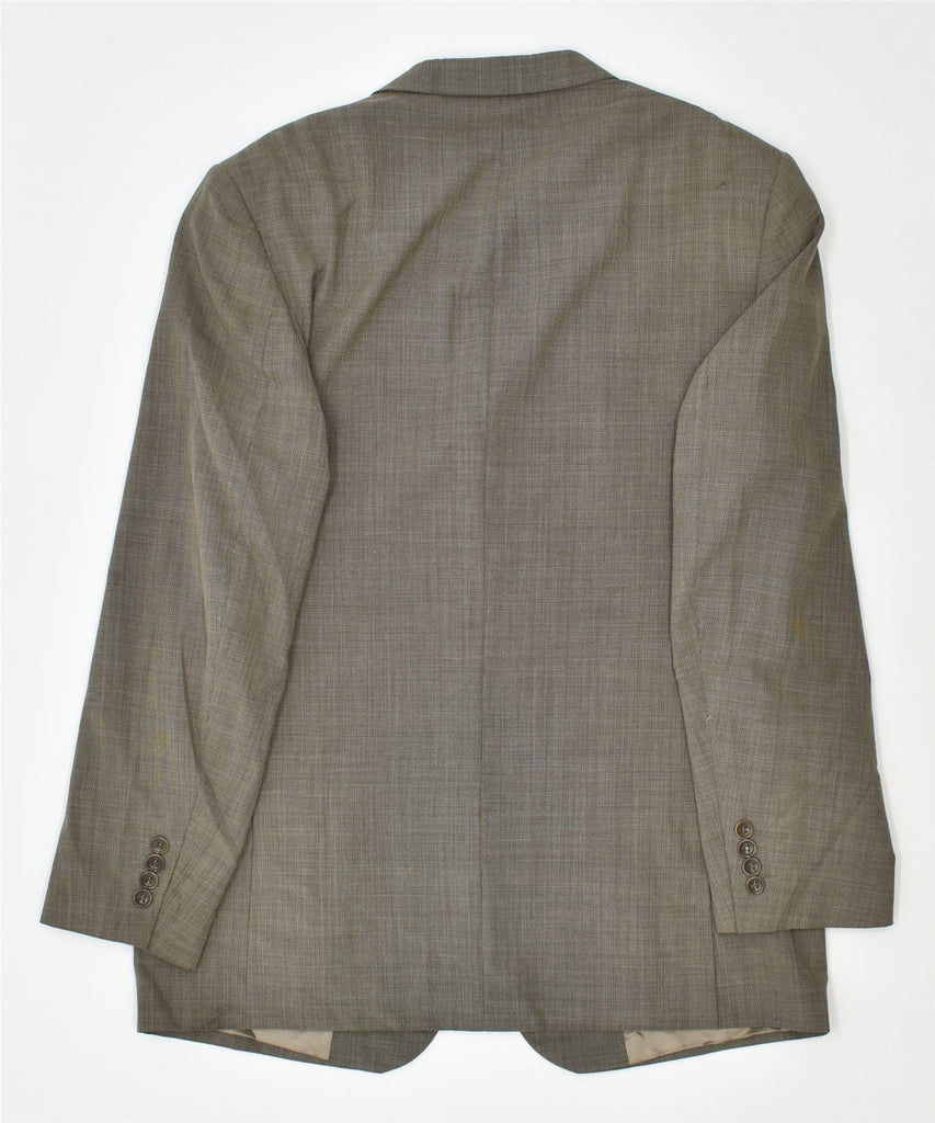 MASSIMO DUTTI Mens 3 Button Blazer Jacket IT 50 Large Khaki Virgin Wool | Vintage | Thrift | Second-Hand | Used Clothing | Messina Hembry 