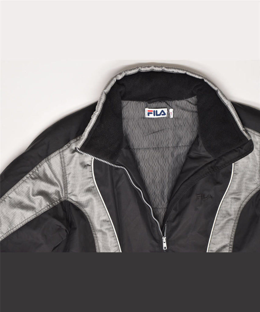 FILA Womens Windbreaker Jacket UK 14 Medium Black Colourblock Polyamide | Vintage | Thrift | Second-Hand | Used Clothing | Messina Hembry 