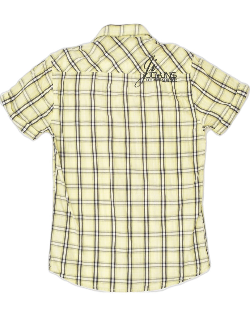 JACK & JONES Mens Short Sleeve Shirt Medium Yellow Check Cotton | Vintage | Thrift | Second-Hand | Used Clothing | Messina Hembry 