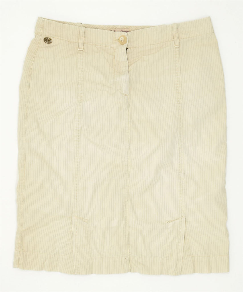 MARLBORO CLASSICS Womens Straight Skirt EU 44 Large W32 Beige Pinstripe | Vintage | Thrift | Second-Hand | Used Clothing | Messina Hembry 