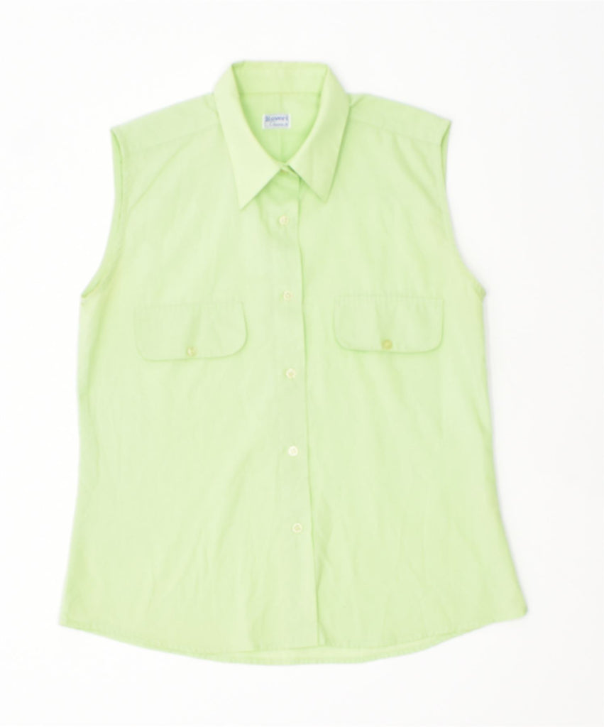 ROVERI Womens Sleeveless Shirt UK 12 Medium Green Polyester Vintage | Vintage | Thrift | Second-Hand | Used Clothing | Messina Hembry 