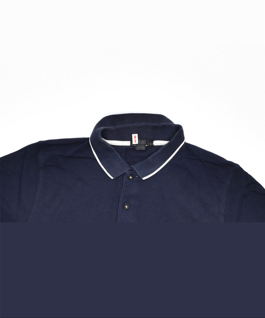 LIU JO Mens Slim Fit Polo Shirt Large Navy Blue Cotton | Vintage | Thrift | Second-Hand | Used Clothing | Messina Hembry 