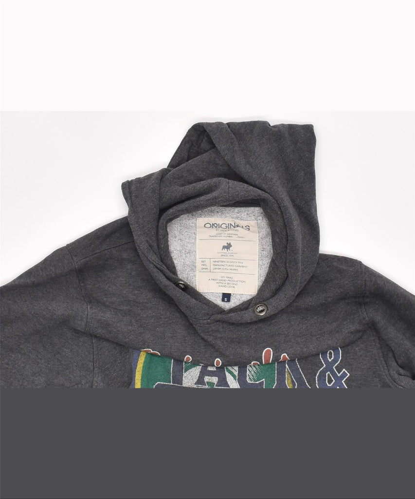 JACK & JONES Mens Graphic Hoodie Jumper Small Grey Cotton | Vintage | Thrift | Second-Hand | Used Clothing | Messina Hembry 