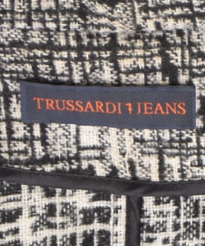 TRUSSARDI Womens 2 Button Blazer Jacket IT 48 XL Black Acrylic | Vintage | Thrift | Second-Hand | Used Clothing | Messina Hembry 