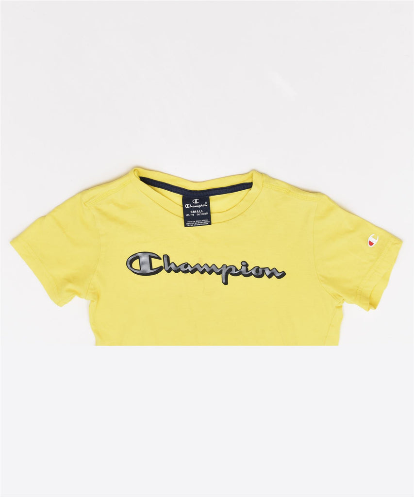 CHAMPION Boys Graphic T-Shirt Top 7-8 Years Small Yellow Cotton | Vintage | Thrift | Second-Hand | Used Clothing | Messina Hembry 