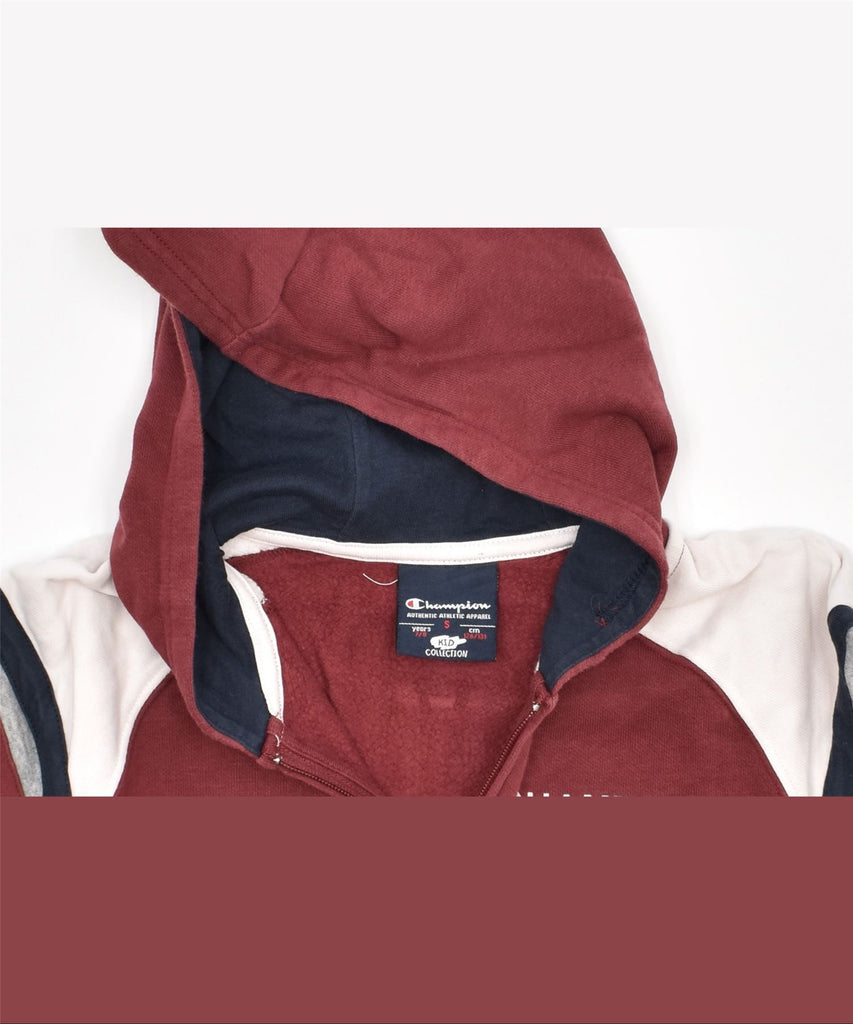 CHAMPION Boys Zip Hoodie Sweater 7-8 Years Small Burgundy Cotton | Vintage | Thrift | Second-Hand | Used Clothing | Messina Hembry 