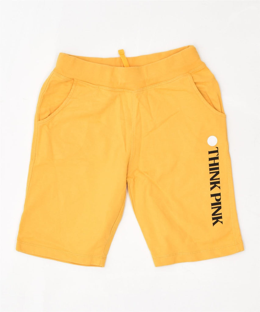 THINK PINK Boys Graphic Casual Shorts 7-8 Years Medium W24 Yellow Cotton | Vintage | Thrift | Second-Hand | Used Clothing | Messina Hembry 