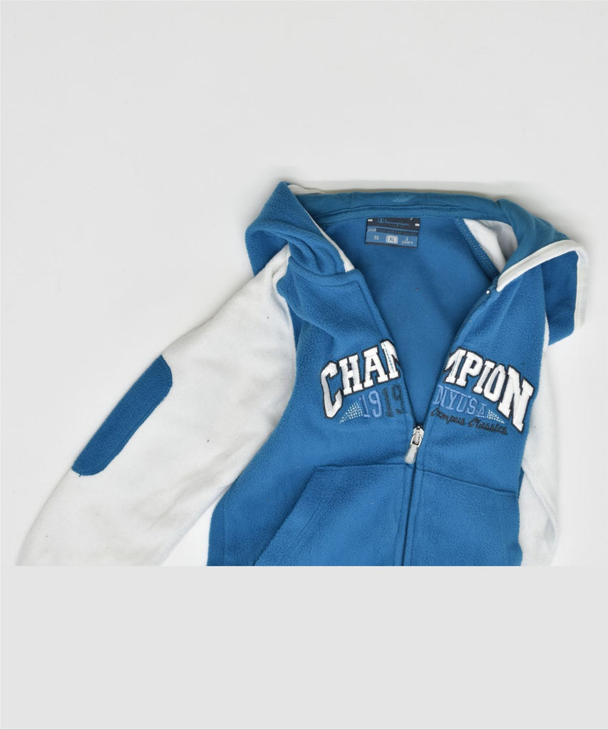 CHAMPION Girls Fleece Zip Hoodie Sweater 2-3 Years XL Blue Polyester | Vintage | Thrift | Second-Hand | Used Clothing | Messina Hembry 