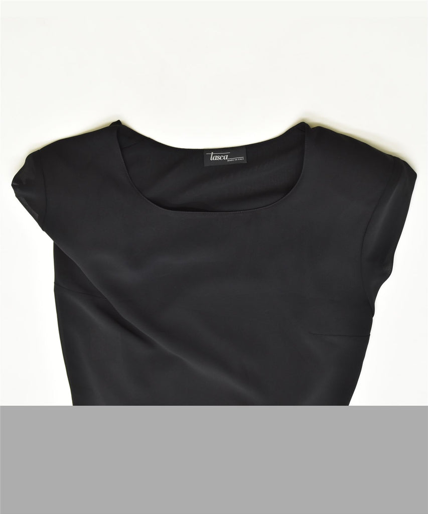 TASCA Womens Blouse Top UK 12 Medium Black Polyester Vintage | Vintage | Thrift | Second-Hand | Used Clothing | Messina Hembry 