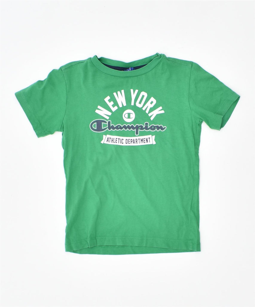 CHAMPION Boys Graphic T-Shirt Top 5-6 Years XS Green Cotton | Vintage | Thrift | Second-Hand | Used Clothing | Messina Hembry 