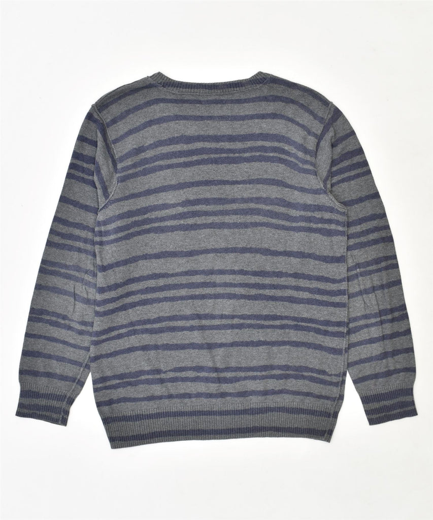 LEVI'S Boys Graphic V-Neck Jumper Sweater 13-14 Years Grey Striped Cotton | Vintage | Thrift | Second-Hand | Used Clothing | Messina Hembry 