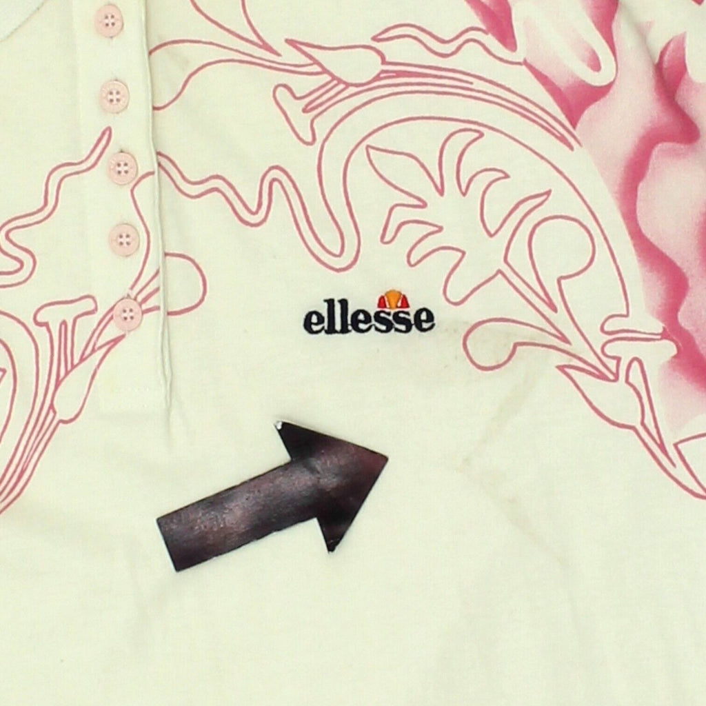 Ellesse Womens Off White Short Sleeve Polo Shirt | Vintage 90s Sportswear VTG | Vintage Messina Hembry | Thrift | Second-Hand Messina Hembry | Used Clothing | Messina Hembry 