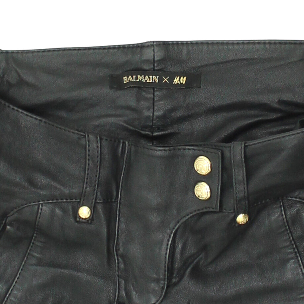 Balmain x H&M Womens Black Leather Biker Style Trousers | Vintage Designer VTG | Vintage Messina Hembry | Thrift | Second-Hand Messina Hembry | Used Clothing | Messina Hembry 