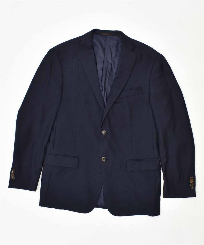 MICHAEL KORS Mens 2 Button Blazer Jacket UK 40 Large Navy Blue Wool | Vintage | Thrift | Second-Hand | Used Clothing | Messina Hembry 