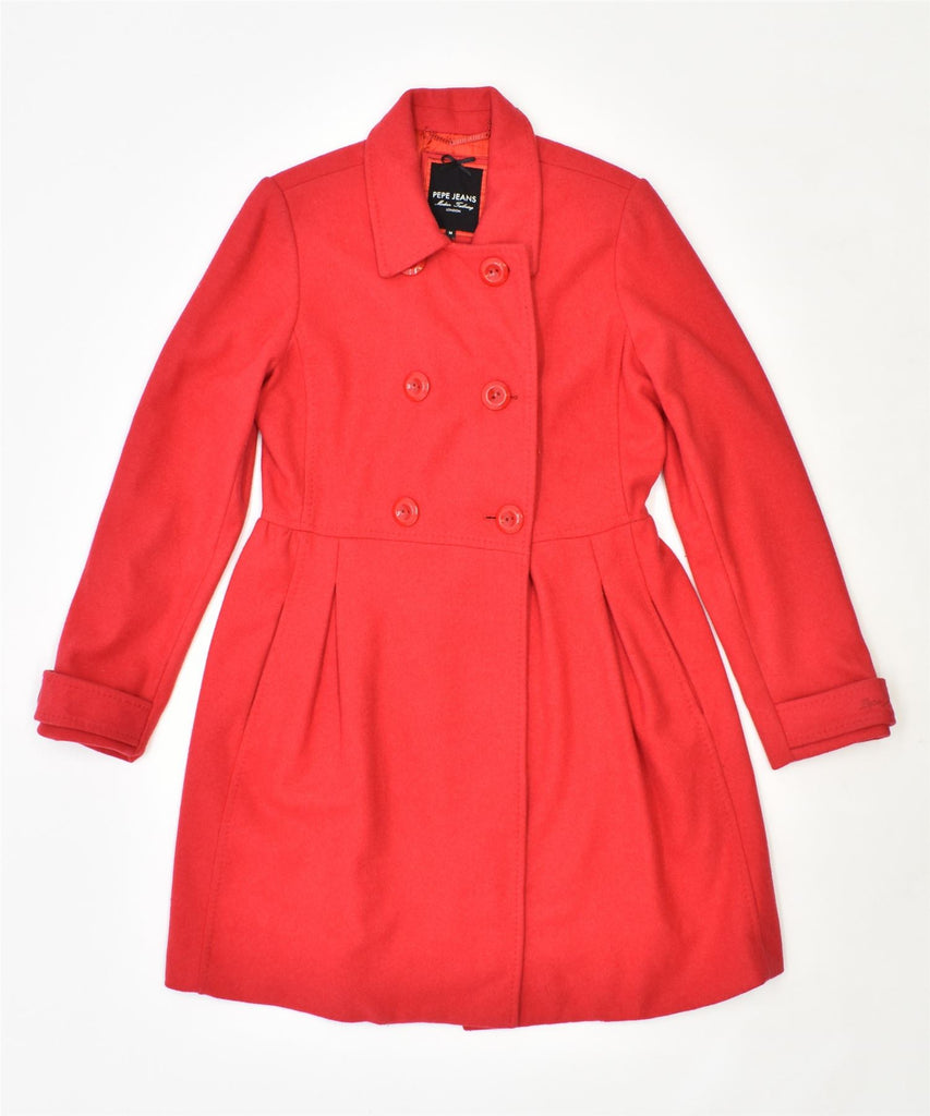 PEPE JEANS Womens Princess Coat UK 14 Medium Red Wool | Vintage | Thrift | Second-Hand | Used Clothing | Messina Hembry 