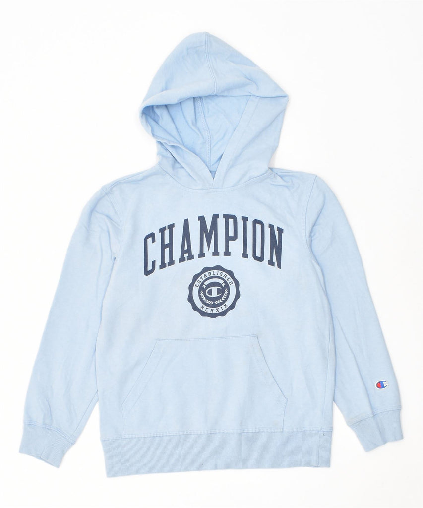 CHAMPION Boys Graphic Hoodie Jumper 10-11 Years Medium Blue Cotton | Vintage | Thrift | Second-Hand | Used Clothing | Messina Hembry 