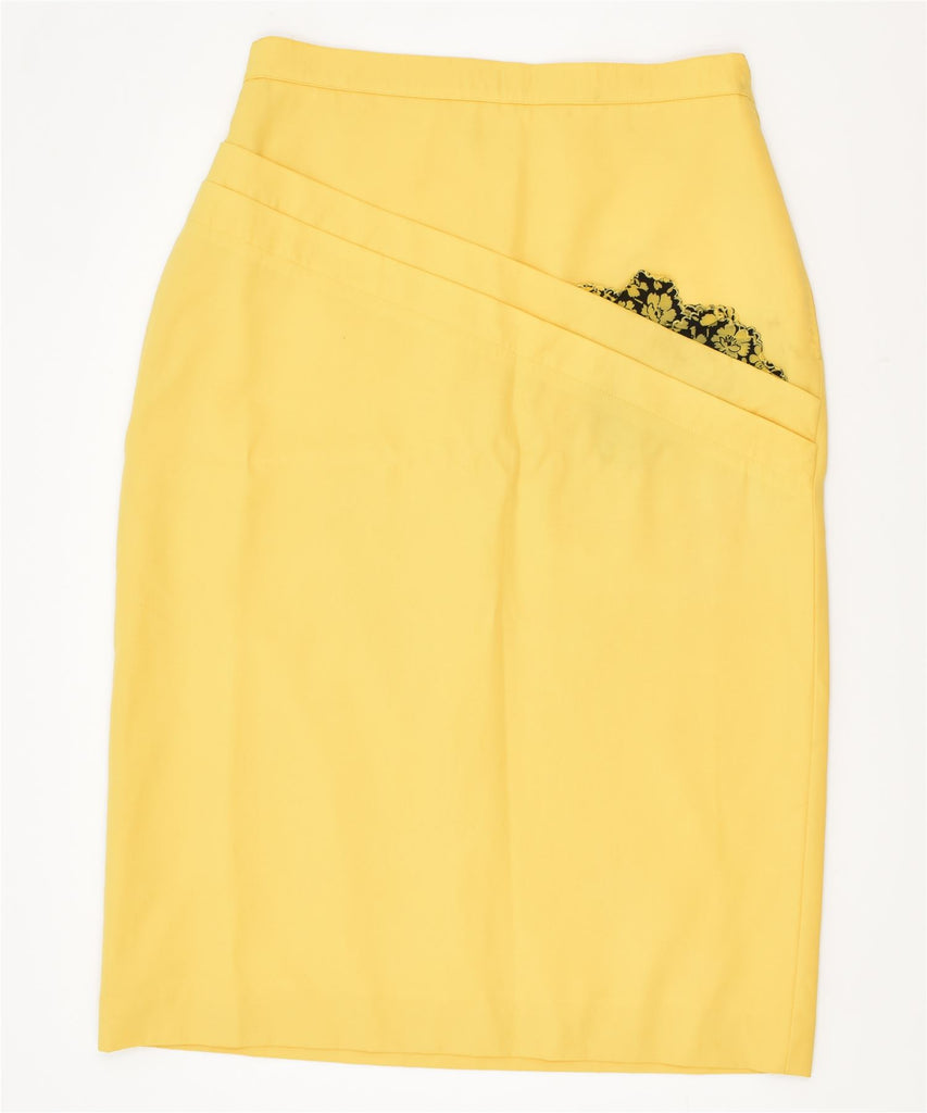 VINTAGE Womens Straight Midi Skirt W28 Medium Yellow | Vintage | Thrift | Second-Hand | Used Clothing | Messina Hembry 