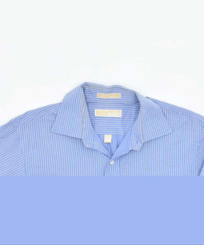 MICHAEL KORS Mens Shirt Size 15 1/2 Medium Blue Striped Cotton | Vintage | Thrift | Second-Hand | Used Clothing | Messina Hembry 