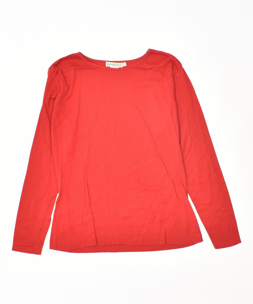 BANANA REPUBLIC Womens Top Long Sleeve UK 16 Large Red Cotton | Vintage | Thrift | Second-Hand | Used Clothing | Messina Hembry 