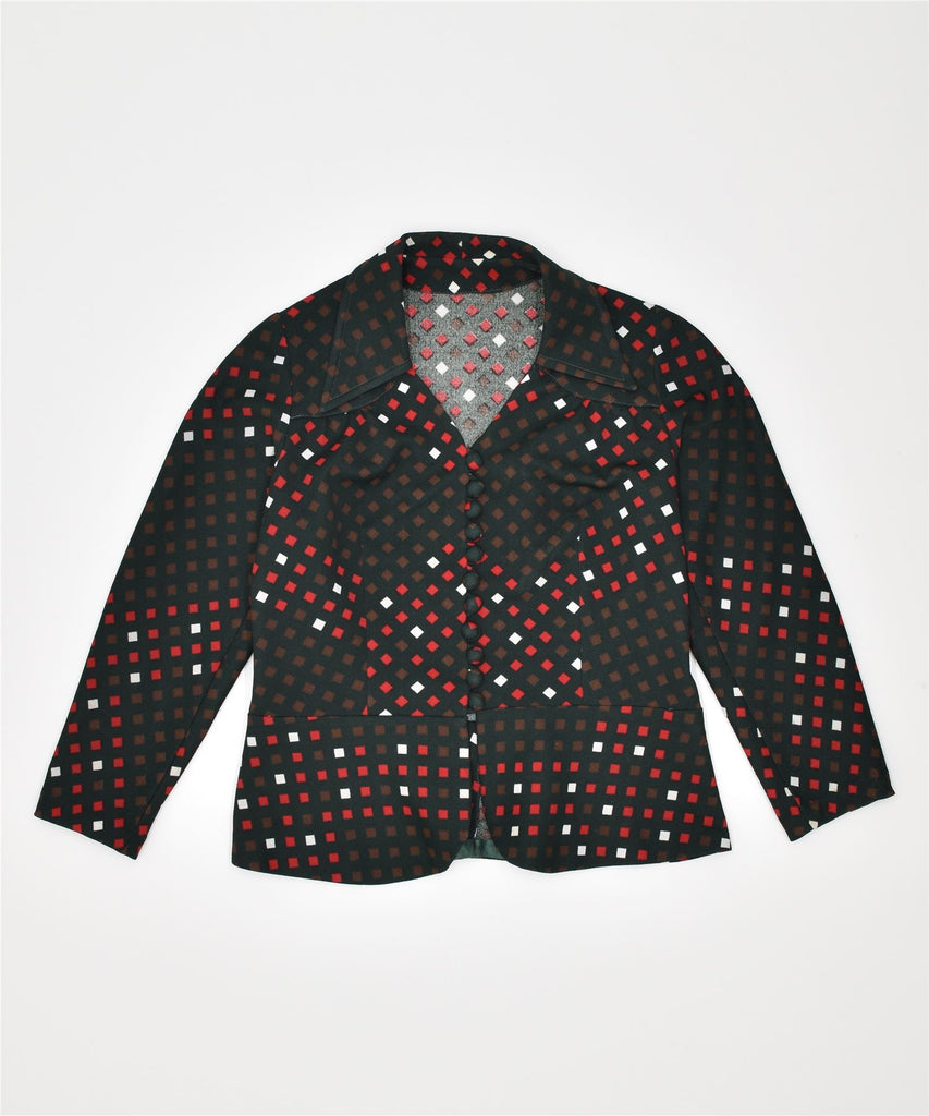 VINTAGE Womens 11 Button Blazer Jacket UK 14 Large Green Geometric | Vintage | Thrift | Second-Hand | Used Clothing | Messina Hembry 