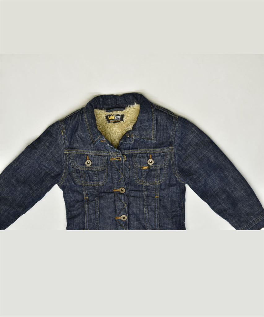 LEE Girls Sherpa Denim Jacket 3-4 Years Navy Blue Cotton | Vintage | Thrift | Second-Hand | Used Clothing | Messina Hembry 