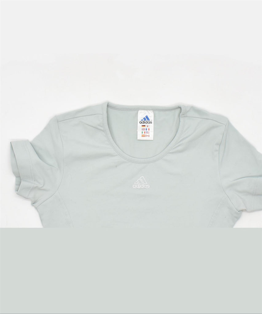 ADIDAS Womens Slim Fit T-Shirt Top UK 14 Medium Grey Polyamide | Vintage | Thrift | Second-Hand | Used Clothing | Messina Hembry 