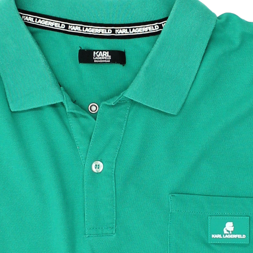 Karl Lagerfeld Mens Green Polo Shirt | Vintage Luxury High End Designer Top VTG | Vintage Messina Hembry | Thrift | Second-Hand Messina Hembry | Used Clothing | Messina Hembry 