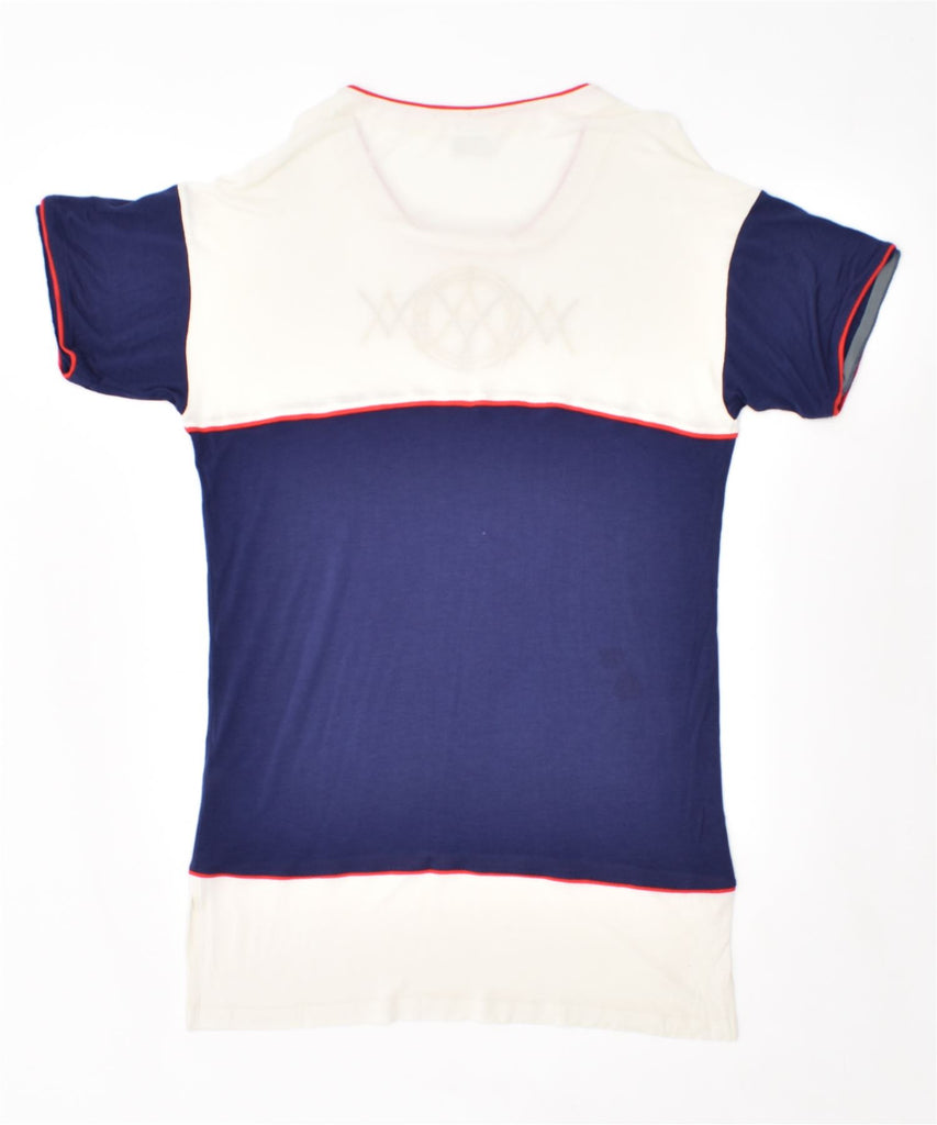 ARGENTOVIVO Womens T-Shirt Dress IT 48 XL Navy Blue Colourblock Modal | Vintage | Thrift | Second-Hand | Used Clothing | Messina Hembry 