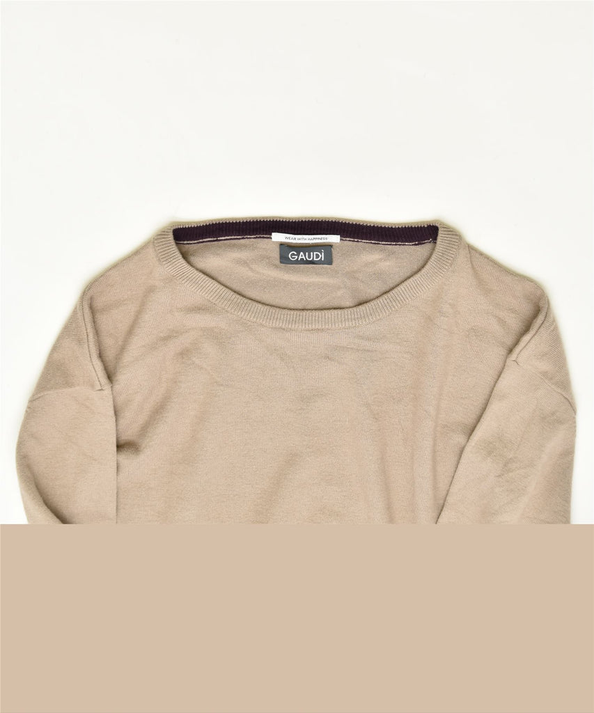 GAUDI Mens Crew Neck Jumper Sweater Medium Beige Viscose Vintage | Vintage | Thrift | Second-Hand | Used Clothing | Messina Hembry 