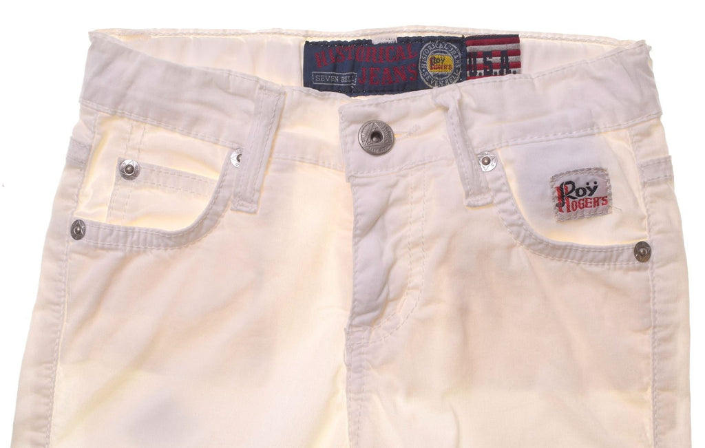 ROY ROGERS Girls Trouser 3-4 Years W20 L19 White Cotton Slim - Second Hand & Vintage Designer Clothing - Messina Hembry