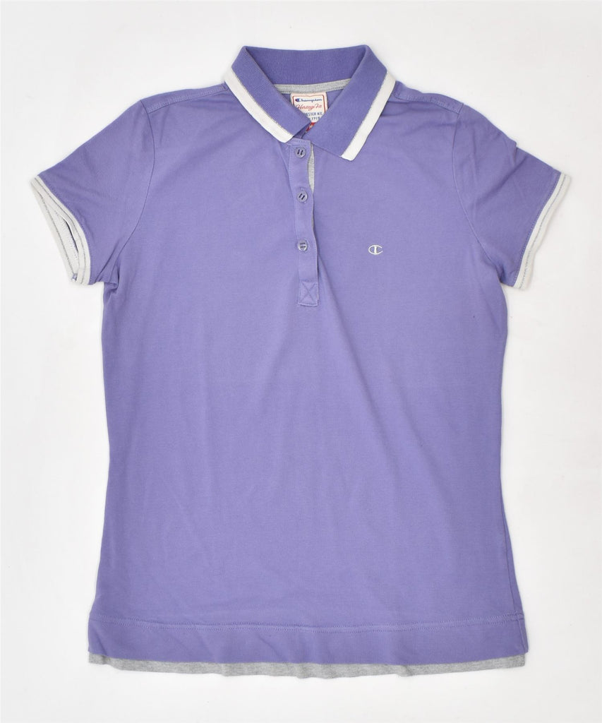 CHAMPION Womens Polo Shirt UK 12 Medium Purple | Vintage | Thrift | Second-Hand | Used Clothing | Messina Hembry 