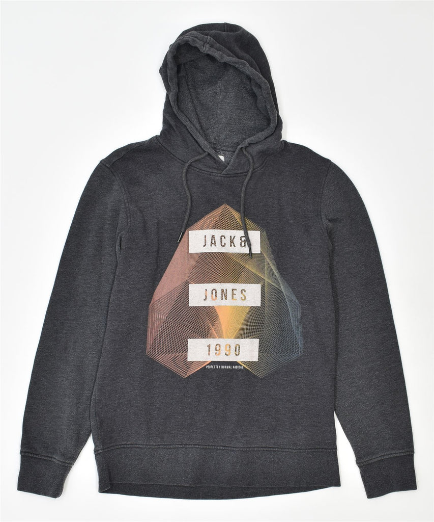 JACK & JONES Mens Graphic Hoodie Jumper Medium Grey Cotton | Vintage | Thrift | Second-Hand | Used Clothing | Messina Hembry 