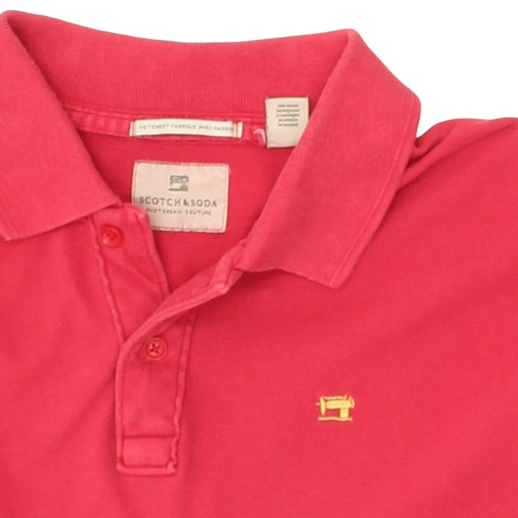 Scotch & Soda Mens Red Short Sleeve Polo Shirt | Vintage 90s High End Designer | Vintage Messina Hembry | Thrift | Second-Hand Messina Hembry | Used Clothing | Messina Hembry 