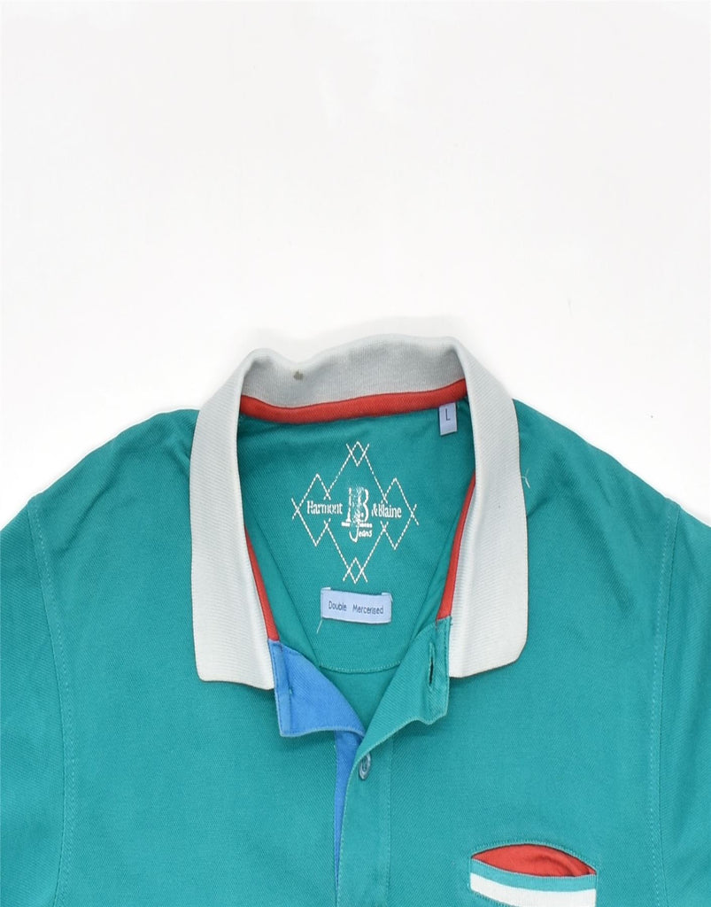 HARMONT & BLAINE Mens Polo Shirt Large Green Cotton | Vintage | Thrift | Second-Hand | Used Clothing | Messina Hembry 