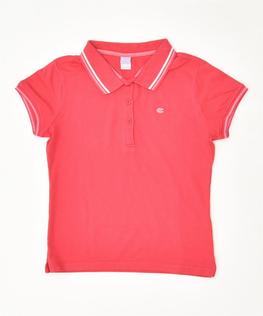 CHAMPION Womens Heritage Fit Polo Shirt UK 12 Medium Pink | Vintage | Thrift | Second-Hand | Used Clothing | Messina Hembry 