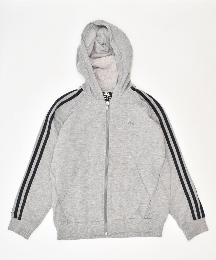 ADIDAS Girls Zip Hoodie Sweater 9-10 Years Grey Cotton | Vintage | Thrift | Second-Hand | Used Clothing | Messina Hembry 