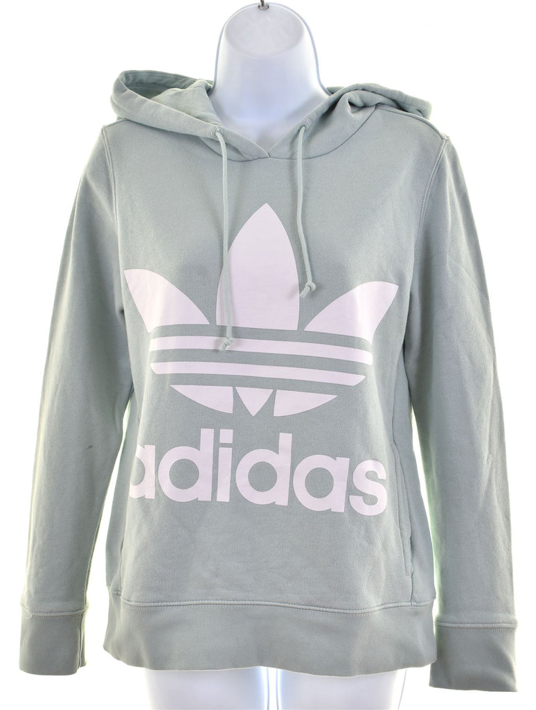 ADIDAS Womens Hoodie Jumper UK 6 XS Green Cotton | Vintage | Thrift | Second-Hand | Used Clothing | Messina Hembry 